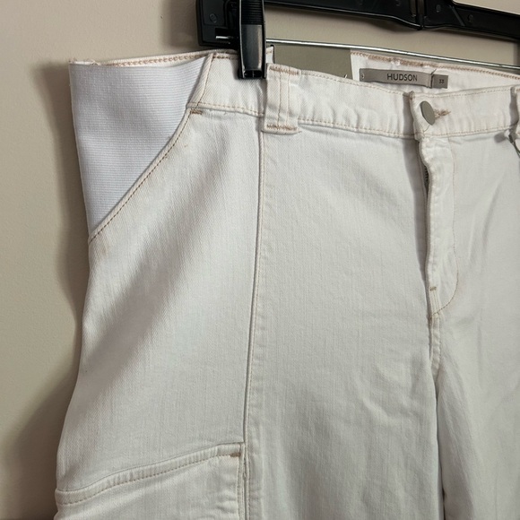 Hudson Women's Maternity Utility Wide-Leg Cargo Jeans in White Size 33 - Picture 2 of 10
